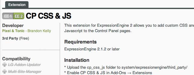 http://devot-ee.com/add-ons/cp-css-js