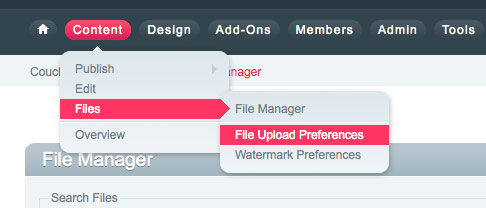 setting file upload preferences in expressionengine