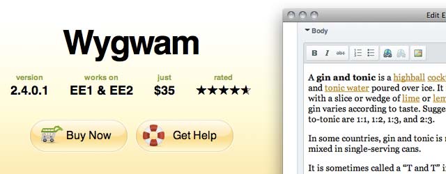 WYGWAM wywiwyg text editor for ExpressionEngine